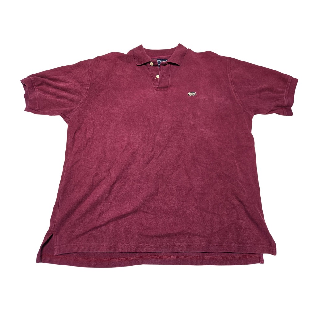 Heritage Preppy Britches Burgundy Polo Shirt Cotton Drop-Tail XL‎